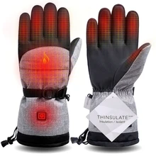 

Winter Electric Heated Gloves Battery Powered Touchscreen Windproof Motorcycle Rechargeable Thermal Warm Heating Glove