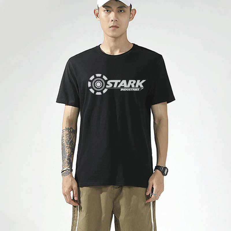 2021 industrias Stark Tony hierro Hombre Camisetas de marca de verano de algodón O cuello camisetas Fitness pantalón corto Casual manga Tops Tees de talla grande