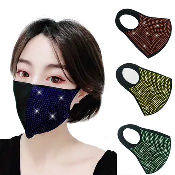 

Outdoor Men And Women Color Flash Diamond Rhinestone Fashion Party Face Maskswashable And Reusable Fashion Facemask