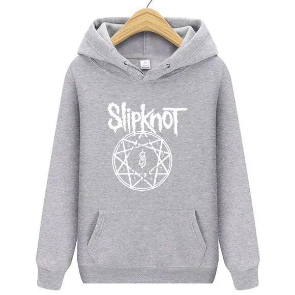 Весна осень печати Рок панк рок группа толстовки Slipknot панк толстовки с капюшоном в стиле хип-хоп с капюшоном мужская толстовка с капюшоном куртка - Цвет: Серый