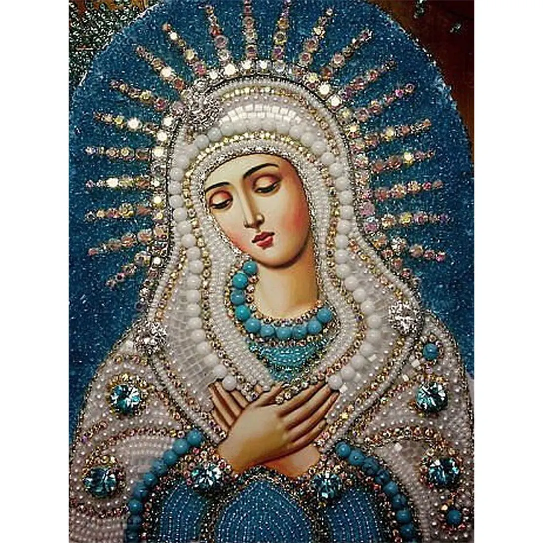 Kit Diamond Painting 5D YSCOLOR – Vergine Maria 30x40 Cm, Mosaico Di Strass Rotondi, Punto Croce Con Diamanti, Icona Religiosa Fai Da Te