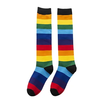 

Ladies Trend Creative Cotton Socks Rainbow knee-length Fashion Candy Color Stripes College Wind Socks Warm Casual New Exquisite