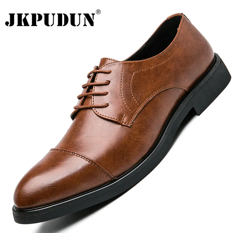 Genuine Leather Formal Men Shoes Lace Up Men Loafers Office Oxford Dress Shoes Wedding Zapatos Hombre Plus Size 38-48