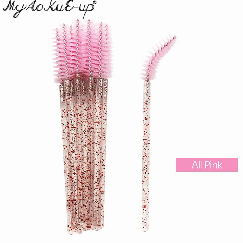 Crs All Pink 50 шт., Новое поступление, кисти для ресниц, Мягкая головка для ресниц, аппликатор для бровей, тушь для ресниц, палочка, микрокисти, кисти для макияжа - Handle Color: Crs All Pink
