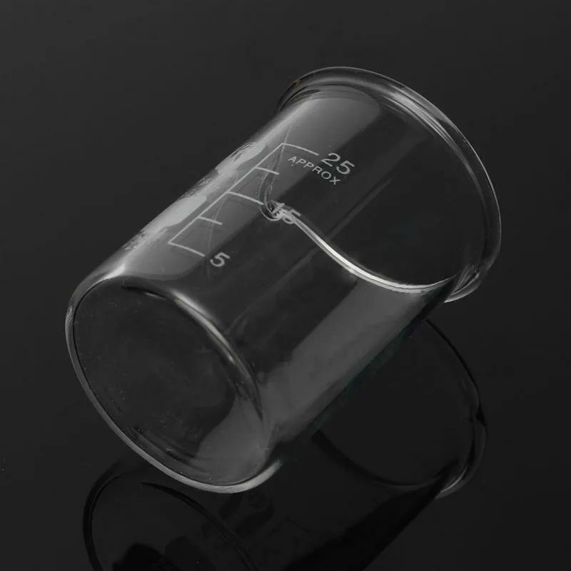 10PCS 25mL Bekerglas Set Experiment Maatbeker Borosilicaatglas Wetenschappelijk