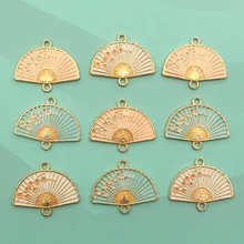 

10pcs 23x21mm Mini Plum Alloy Fan Charms Connectors DIY Handmade Make Necklaces Earrings Bag Accessories Jewelry Decor Material