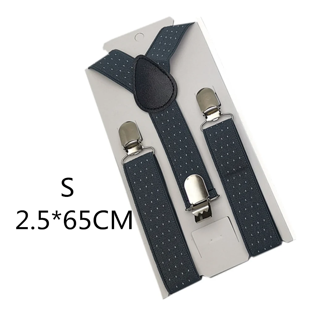 Gray dot-65cm Легкие регулируемые жаккардовые подтяжки в горошек для взрослых и детей; эластичные подтяжки в форме х для мужчин и женщин; 3 зажима; подтяжки на подтяжках; одежда для свадебной вечеринки - Цвет: Gray dot-65cm