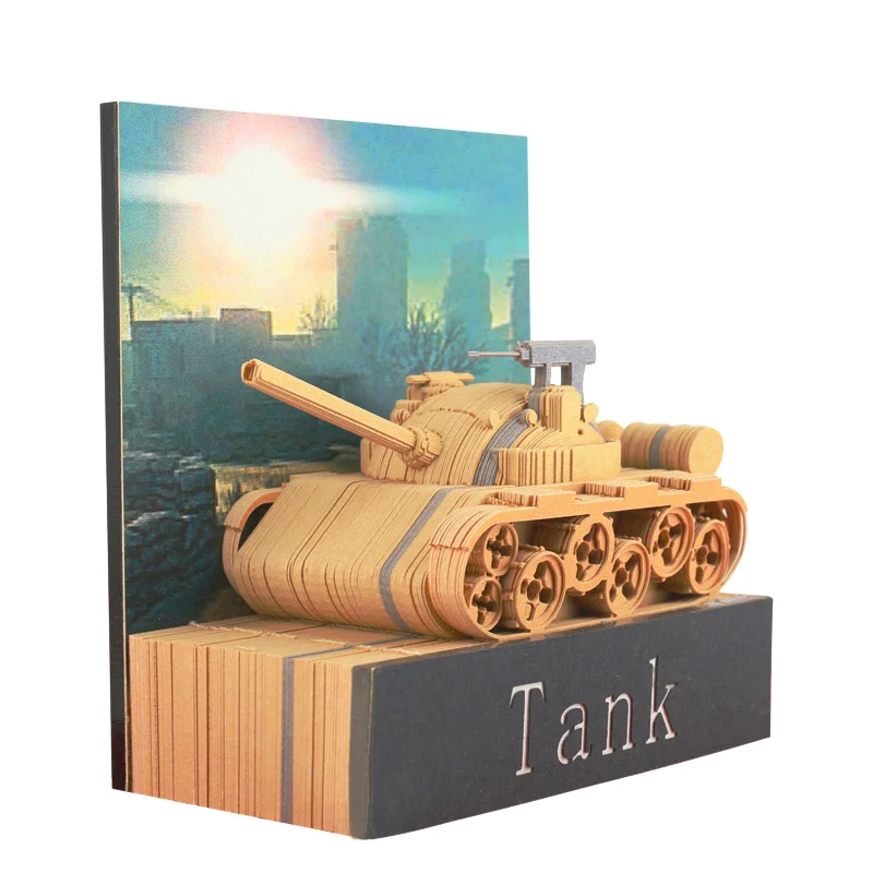

Omoshiroi Block 3D Mini Tank Model Note Paper Toy Creative Handicraft Ornaments Novelty Gifts For Boyfriend Home Decor Crafts