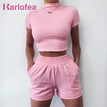

Karlofea Summer New Fashion Shorts Women Suit Outfits Comfort Lounge Wear Clothes Female Casual Plus Size 2 Piece Set Streetwear
