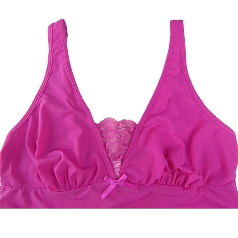 Mierside Sexy Sling Pajama Set Super Soft Breathable Lace Women's Lingerie Trim Non-Slip Pink/Black Babydoll S/M/L/XL/XXL/3XL