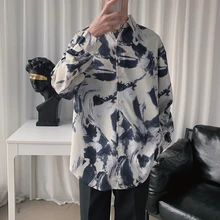 Spring Flower Shirt Men's Fashion Printed Casual Shirt Wild Loose Hawaiian Shirt Men Streetwear Long Sleeve Shirts Mens