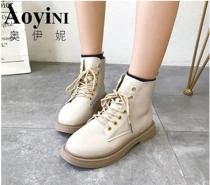 

Winter boots women shoes 2019 fashion solid flats sneakers women snow boots women lace-up winter ankle boots casual shoes woman
