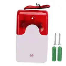 Mini sirena estroboscópica de 12V, 24V, 220V, 110dB, luz de sonido, alarma con cable, dispositivo de advertencia de seguridad con Flash rojo