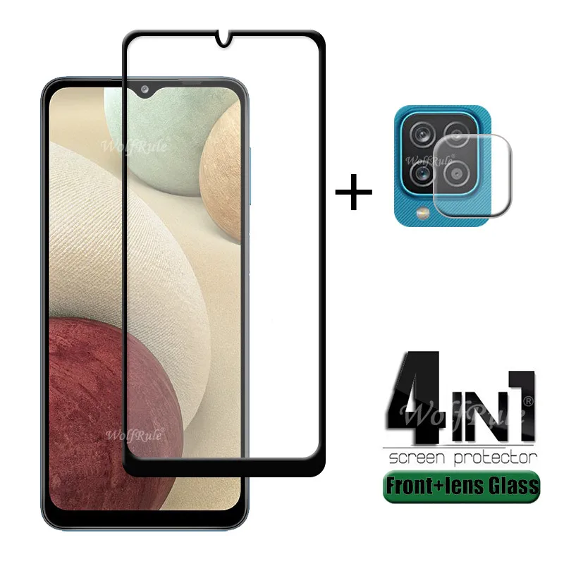 4 в 1 для Samsung Galaxy A12 стекло закаленное A51 A71 A31 A30 A50 S M21 M31 A11 объектива|Защитные стёкла