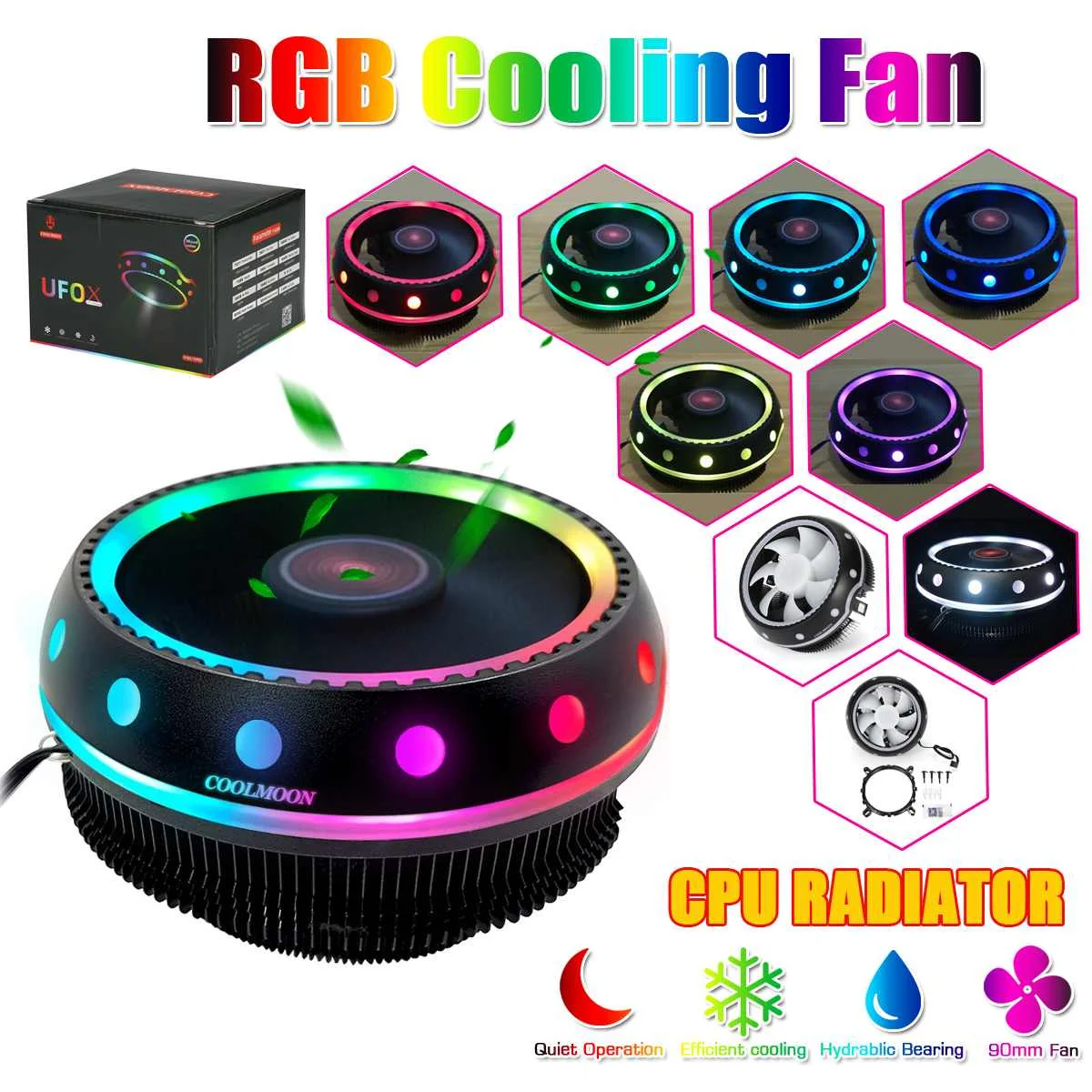 Кулер для ЦП 3 контакта радиатор RGB тихий вентилятор цп пк Intel