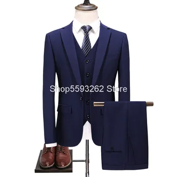 

Suit Suit Men Three-piece Set Youth Slim Fit Suit Best Man Groom Marriage Dress Positive Pack England Wind
