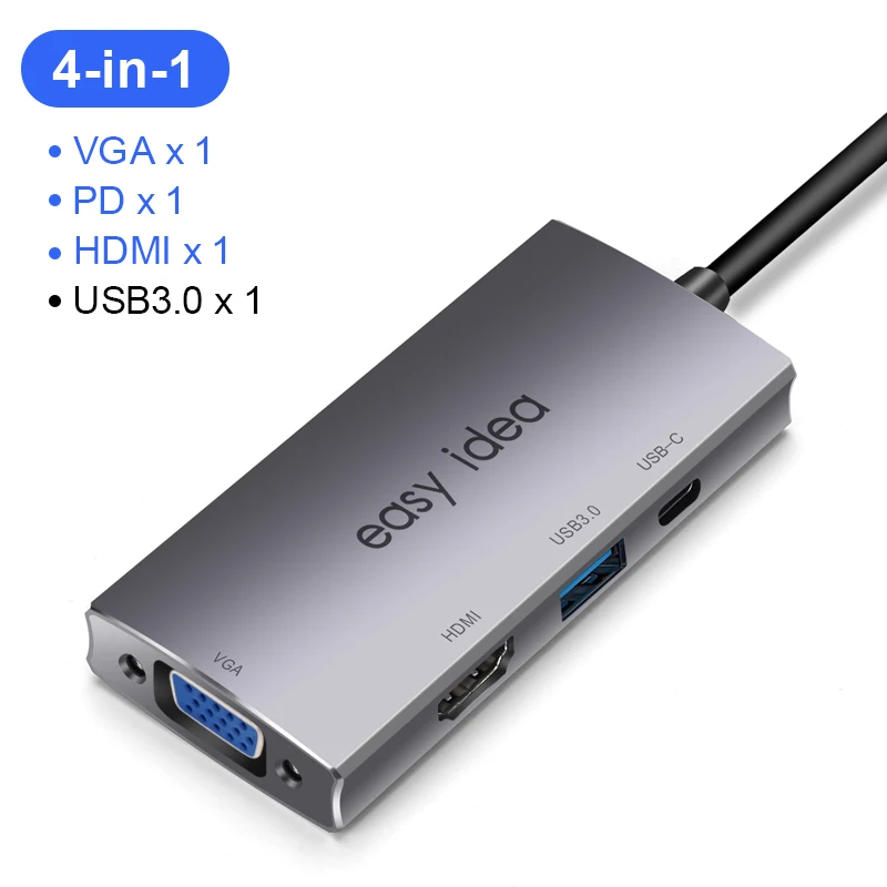 4 in 1HDMI model USB C концентратор type C концентратор адаптер Мульти USB 3,0 разветвитель USB-C концентратор HDMI VGA порт несколько USB 3,1 Hab расширитель для MacBook Pro - Цвет: 4 in 1HDMI model