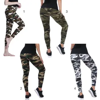 

Women High Waist Camouflage Stripes Printed Leggings Lady Tummy Control Stretchy Milk Fiber Pencil Leggings Sport Workout Pants