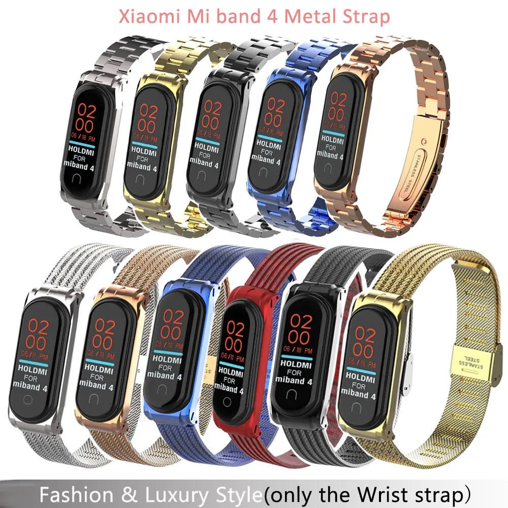 Металлический ремешок для Mi band 4 3 Безвинтовой браслет из нержавеющей стали Xiaomi mi