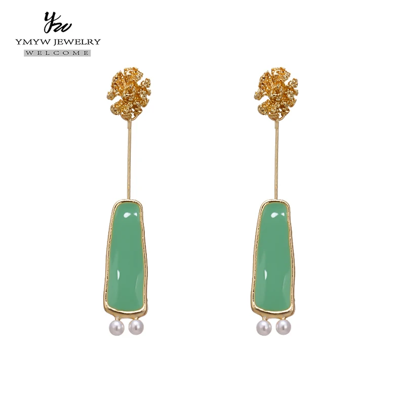 YMYW Fashion Brand Candy Colors Enamel Geometric Dangle Earrings Elegant Simulated Pearls for Women Party Bijoux 2019 | Украшения и