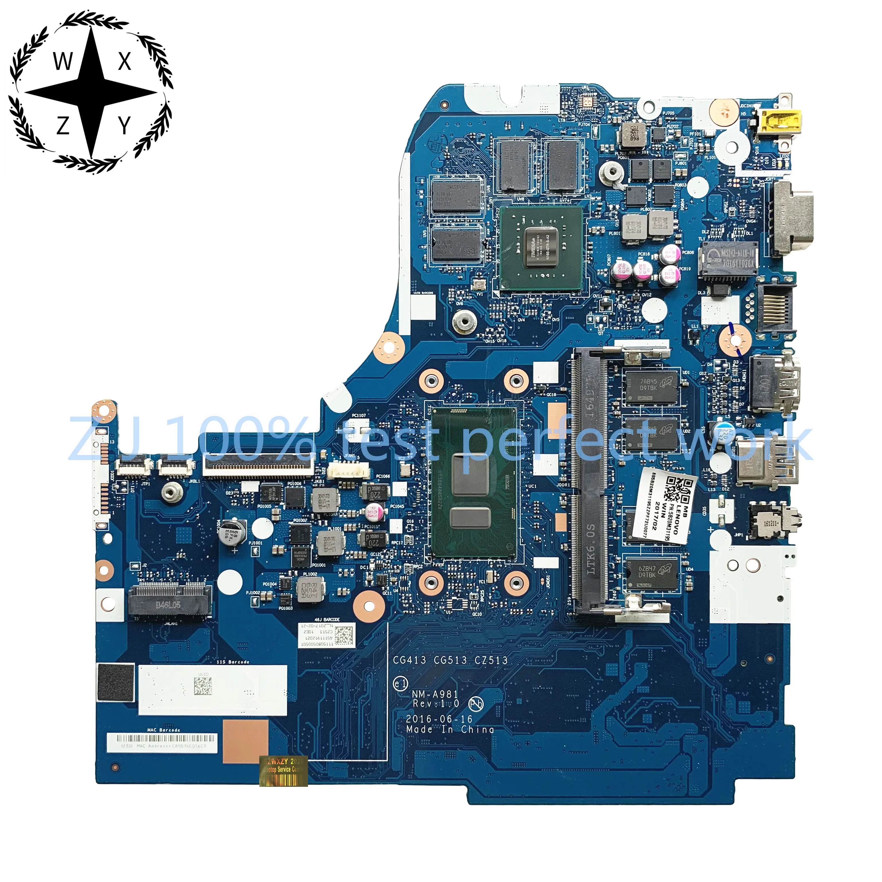 Материнская плата для ноутбука Lenovo Ideapad 510-15IKB с процессором SR2ZV i7-7500u 4G RAM 940MX 4 Гб GPU