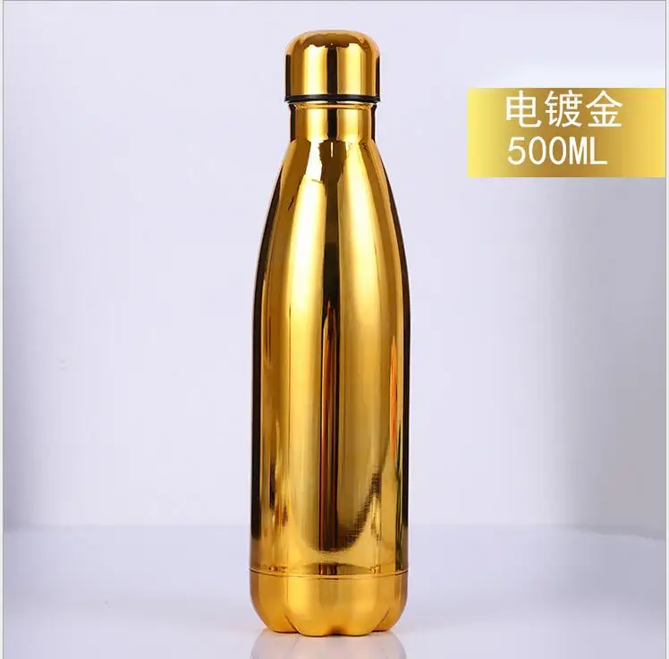 Colorful 500 / 1000ml Portable Double Wall Insulated Thermos Stainless Steel Water Bottle Sports Bottle Cola Water Beer Thermos - Color: A