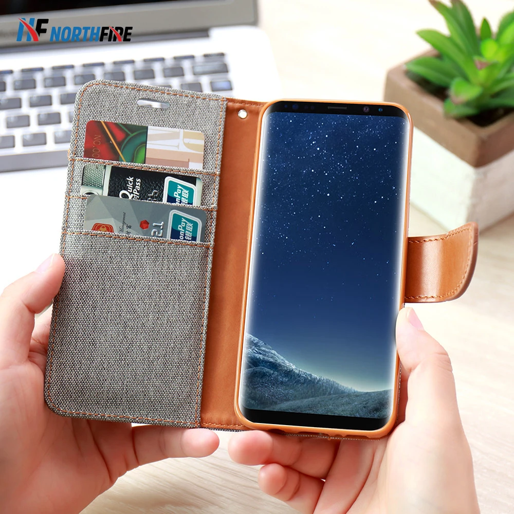 

NORTHFIRE Wallet Cloth Skin Phone Case For Samsung Galaxy S8 S8 Plus S7 S7 Edge S6 Edge Note 8 Magnetic Card Slot Holders Cover
