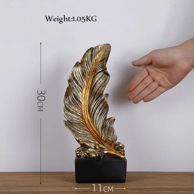 Feather Sculpture Office Decoration Room Living Room Entrance TV Cabinet Wine Cabinet Creative Resin Crafts Decoration Gift Style 3
