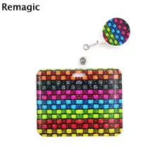 

Colorful Stained glass lattice pattern Cartoon Cute Credit Card Holder Lanyard Women Men Kid Student Retractable Badge Reel Name