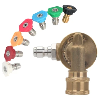 

Power Pressure Washer Spray Nozzle Tips and Quick Connect Pivot Adapter Coupler 220 Degrees with 7 Rotation Angles, Soap and Rin