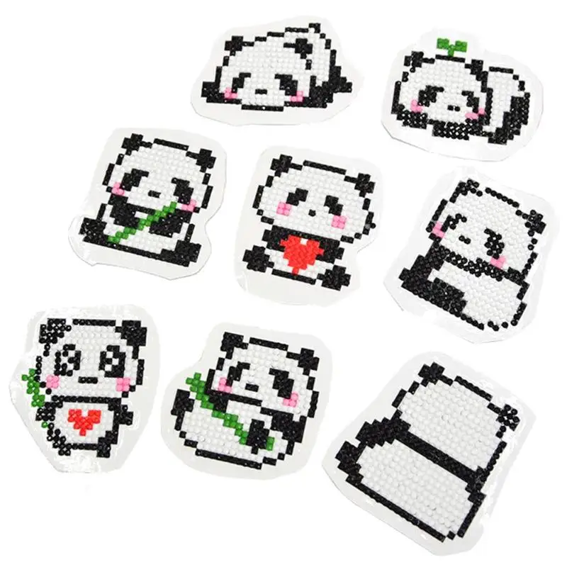 

DIY Cute Panda Children Round Diamond Stickers Full Drill Diamond Painting Kits for Posting Cute Panda Puzzle Cartoons Gift