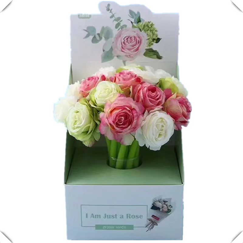 

16PCS Korean-style Rose Silica Gel Pen Valentine's Day Gift Flower Signing Pen Students Ball Pen