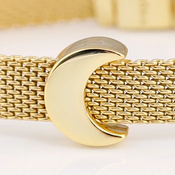 

Original Gold Color Shine Reflexions Moon Clip Stopper Lock Beads Fit 925 Sterling Silver Charm Pandora Bracelet Diy Jewelry