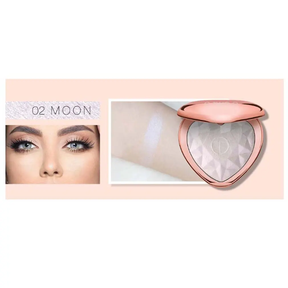 Heart-shaped High Gloss Powder Concealer Brightens Skin Color Makeup Face Contouring Lasting Powder Concealer Makeup Tools - Color: 2