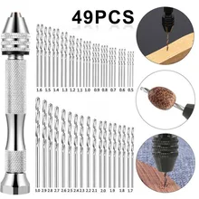 

49 Pcs Precision Pin Vise Hobby Drill Bits With Model Twist Hand Drill Bits Set For DIY Drilling Woodworking Tool Accessories