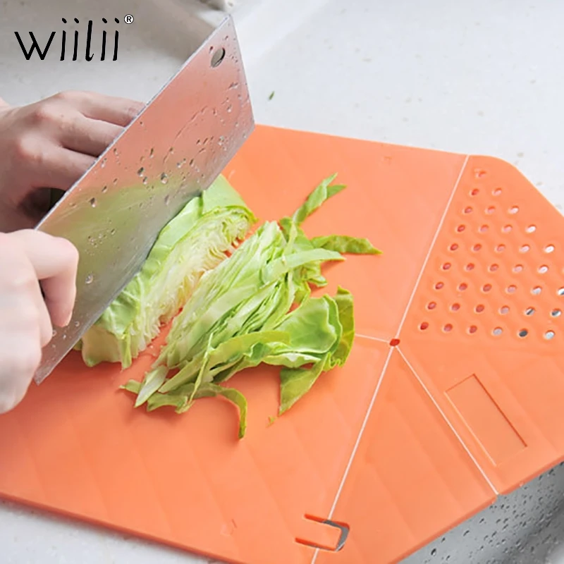 

Wiilii PP Foldable Cutting Board Folds Vegetiable Salad Prep Mat Maker Folding Chopping Board To Pan Bowl Kitchen Tool Board