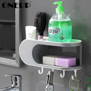 

ONEUP Waterproof Soap Dish For Bathroom Wall-mount Storage Box Organizer Soap Holder With Hook Punch-free Bathroom Accessories