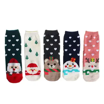 

New Design Christmas Santa Claus Socks Women Cotton Short Elk Winter Cartoon Deer Snow Man Cute Socks New Year Gift