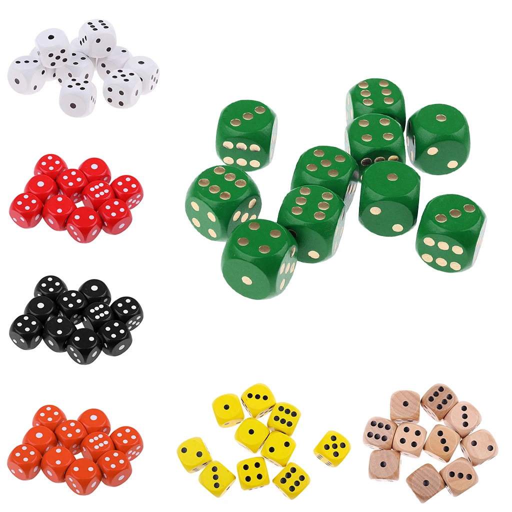 10 pcs 6 Sided Wooden Dice 20mm Size Perfect for Tabletop Wargames Role Playing Games RPGs MTG TRPG Roleplaying Games