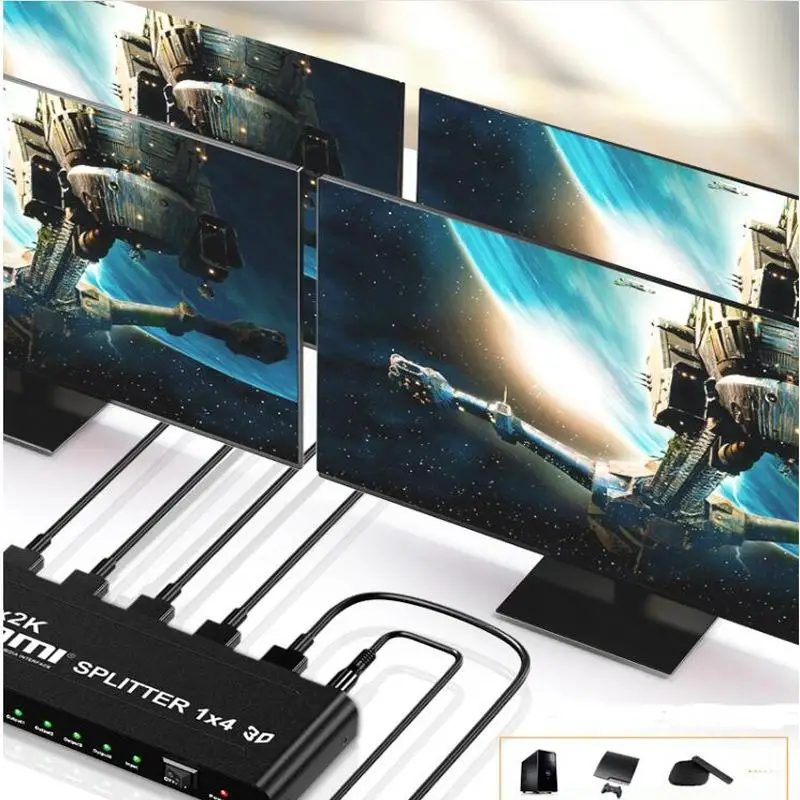 4K* 2k 1x4 HDMI 4 порта HDMI видео сплиттер аудио усилитель повторитель 3D DTS 1 в 4 выхода HDMI сплиттер конвертер для HDTV PS4 ПК