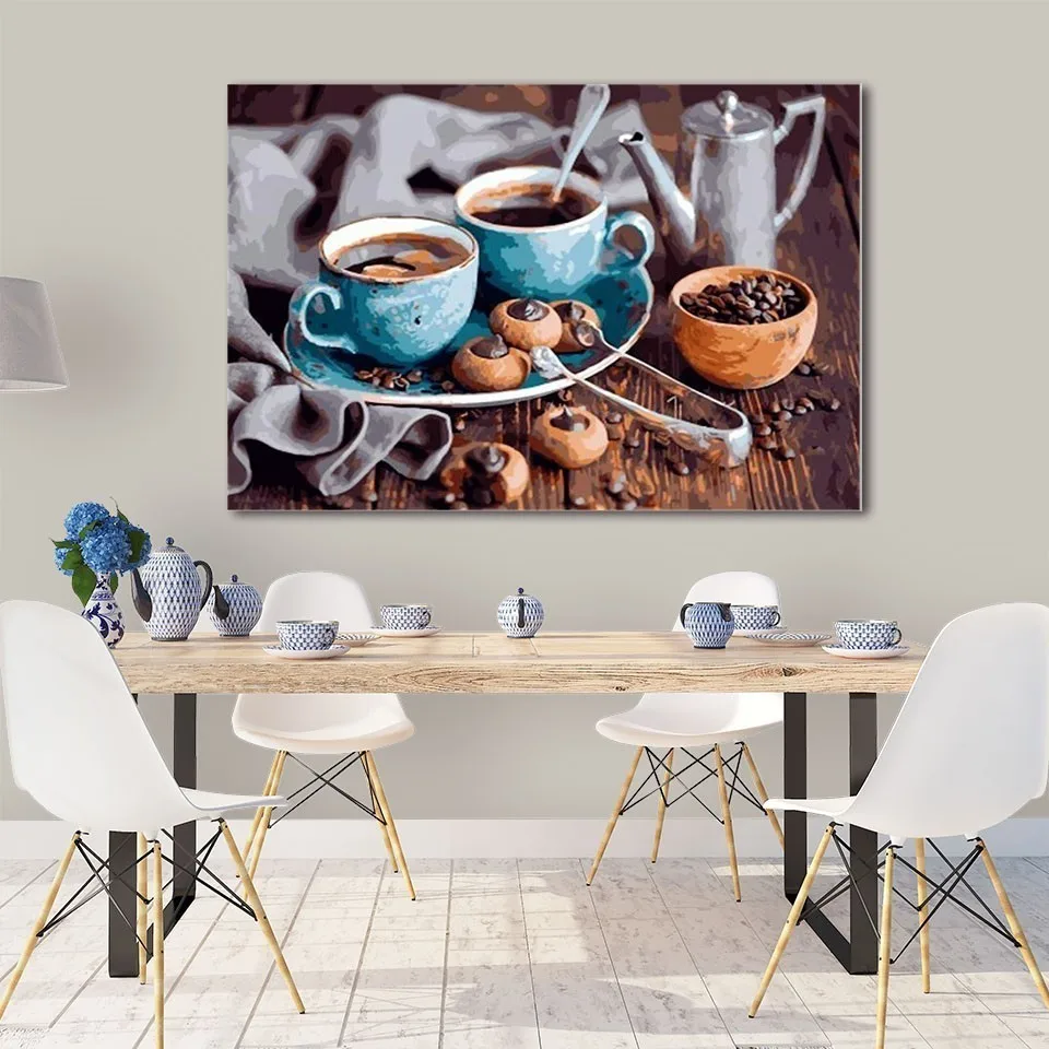 Картина azqsd по номерам кофейный торт DIY современный дом настенные ...