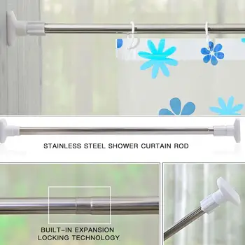 

Shower Curtain Telescopic Rod Stainless Steel Extensible Punch-free Bathroom Thickening Curtain Pole Load Bearing 7 kg