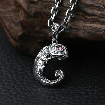 

925 Sterling Silver Fashion Jewelry Small Cute Little Lizard Retro Thai Necklace Pendant Simple Female Valentine's Day
