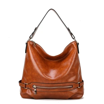 

Retro Ladies Handbag Brand Designer Ladies Shoulder Bag Soft Leather PU Large Capacity Ladies Casual Messenger Bag