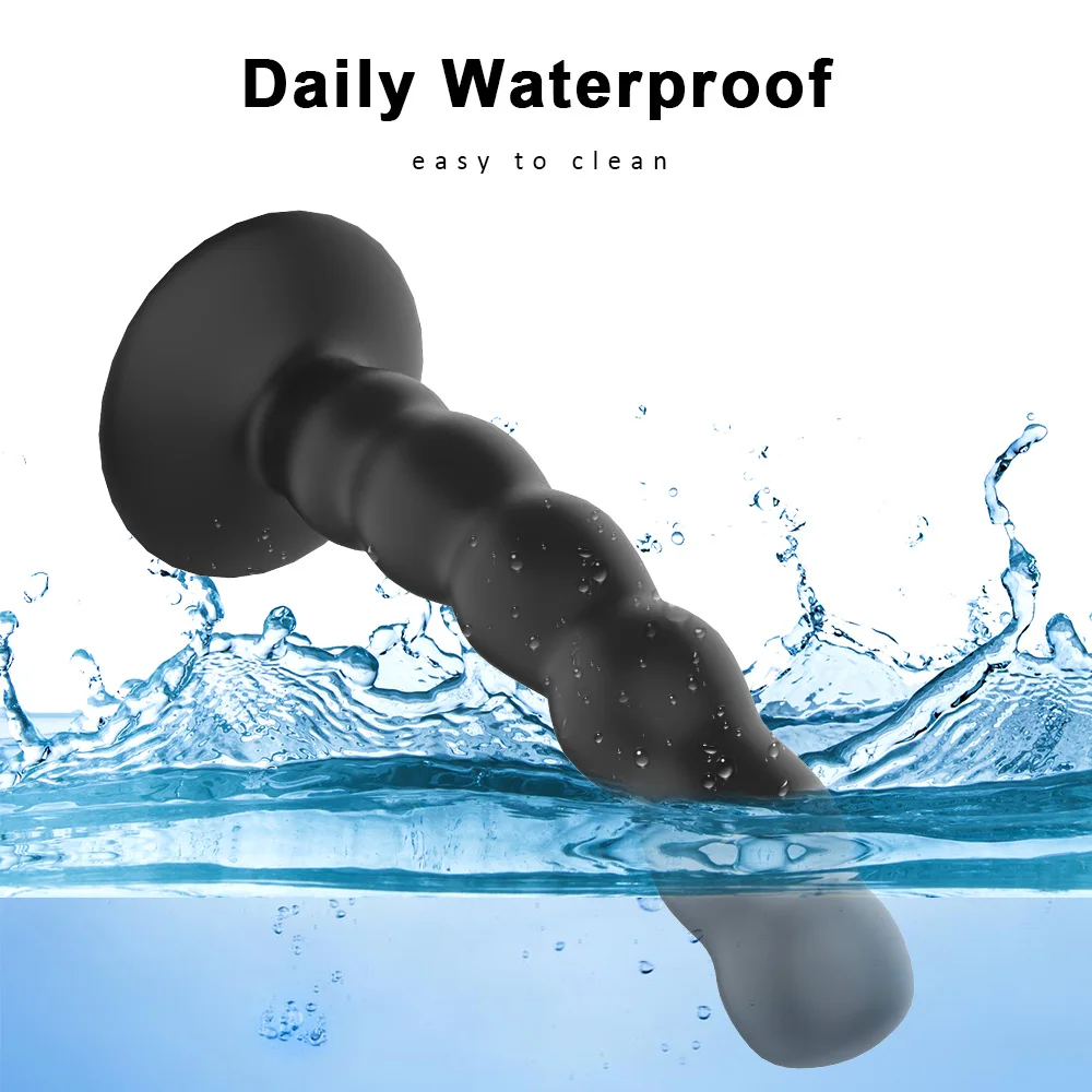 Ribbed Anal Plug With Remote Control And Vibrating Massage Function_voghion.com