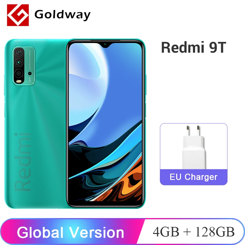  Xiaomi Redmi 9T 9 T 4GB 128GB Смартфон Snapdragon 662 Octa Core 48MP Quad Camera 6000 мАч 6,53 "FHD + безрамочный экран дисплея 