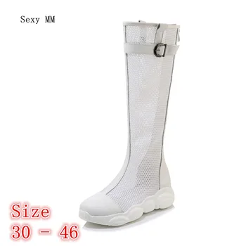 

Summer Shoes Gladiator Sandals Women Knee High Boots Flat Platform Woman Thigh High Boots Small Plus Size 30 31 32 33 - 44 45 46