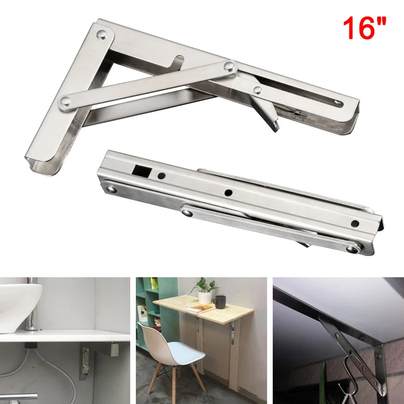 16 inches Новинка, 2 шт., складная подставка из нержавеющей стали, Настольный кронштейн, полка, скамья, 200 кг, тяжелая нагрузка, XSD88 - Цвет: 16 inches