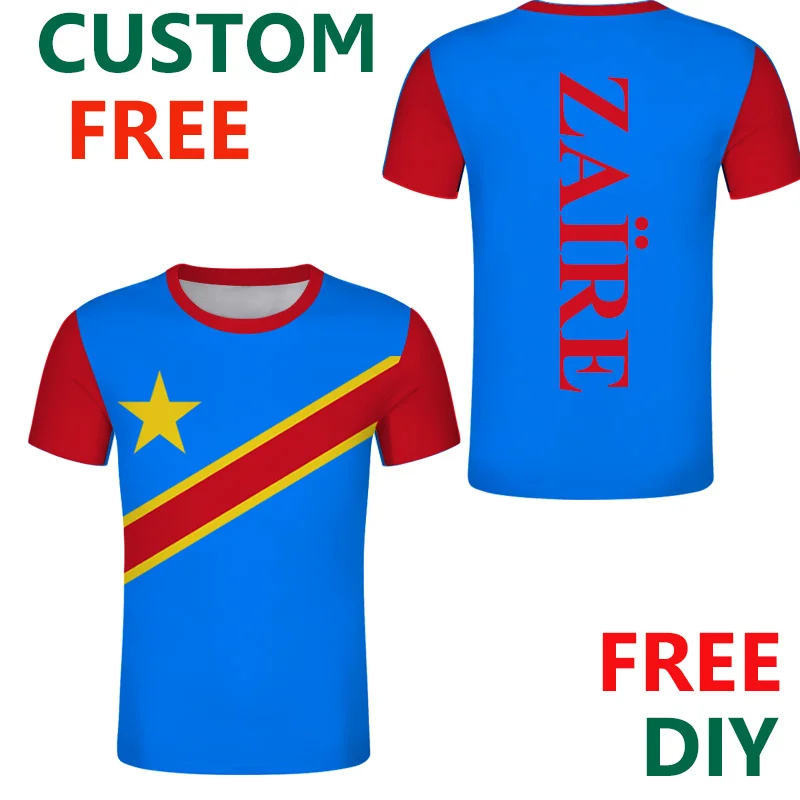 Congo Zaire футболка Летняя на заказ для мужчин Киншаса ZAR футболки французский эмблема футболки con настроить ZA страна дизайн Топ - Цвет: Congo18