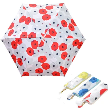 

Portable Travel Umbrella Small Sun Paraguas Rain Women With Bag Sunshade Pocket 4 Folding Umbrellas Girls Gift Guarda Chuva